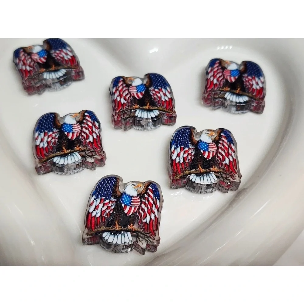 Eagle Beads 2 Pcs Focal Bead USA Patriotic Beaded Pen Jewelry Making Charms